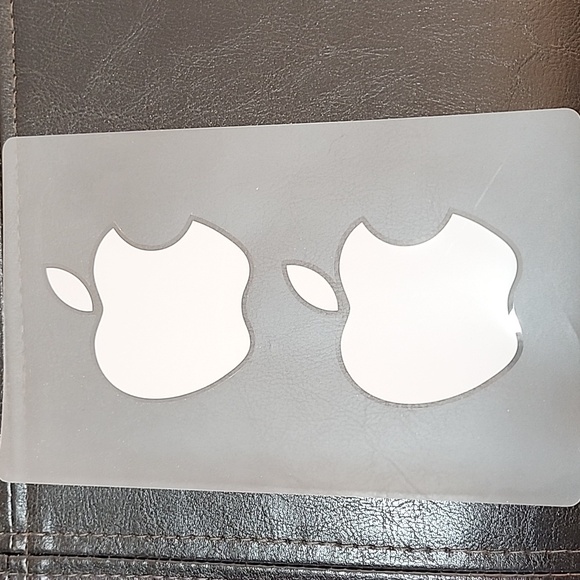 Genuine Apple Mac White Silver Stickers (2) for your iPad to Logo! 2" x 2-1/2" - Picture 7 of 8